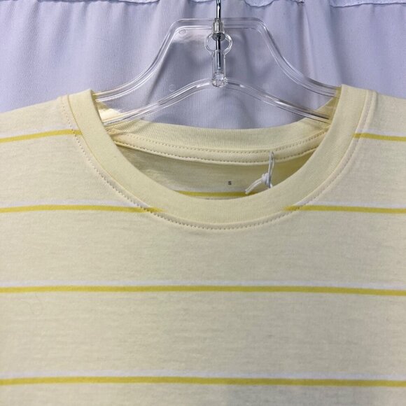 Everlane Women’s Short Sleeve Crew Neck Tee Yellow Striped Size Small New - Picture 3 of 9